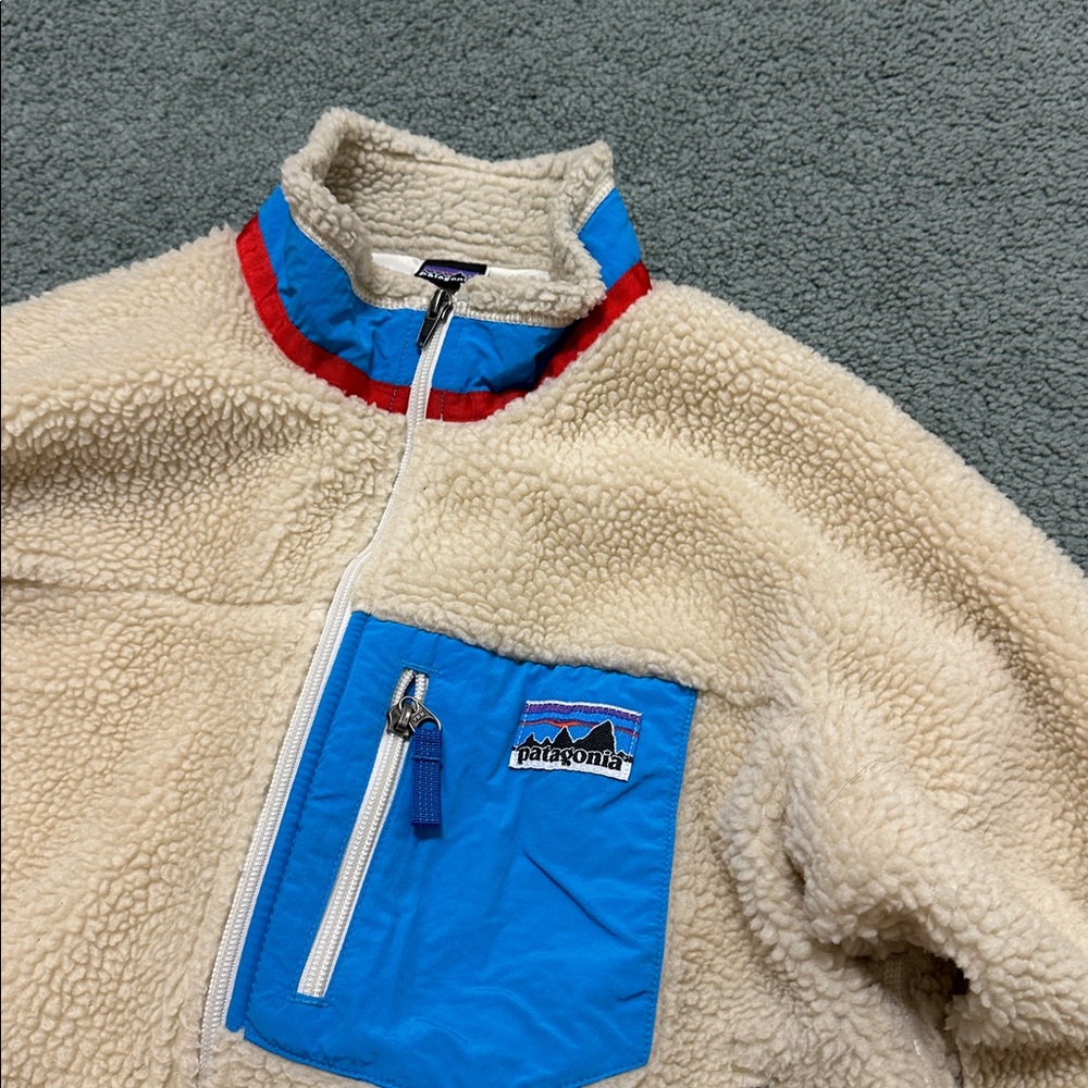 Patagonia Jacket Kids Size XL Retro X Full Zip Deep Pile Cream Fleece 65643 - Picture 2 of 7